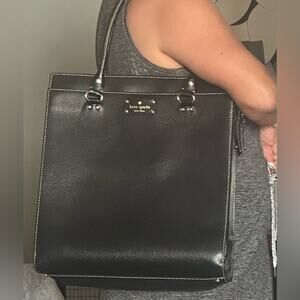 Kate Spade Large Black Pebbled Leather Tote Handbag Purse See Video